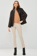 Evita Women's Black Oversize Leather Jacket | Derimod Evita Women's Black Oversize Leather Jacket | Derimod