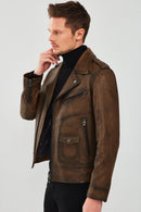 Carter Erkek Kahverengi Biker Deri Mont | Derimod Carter Erkek Kahverengi Biker Deri Mont | Derimod
