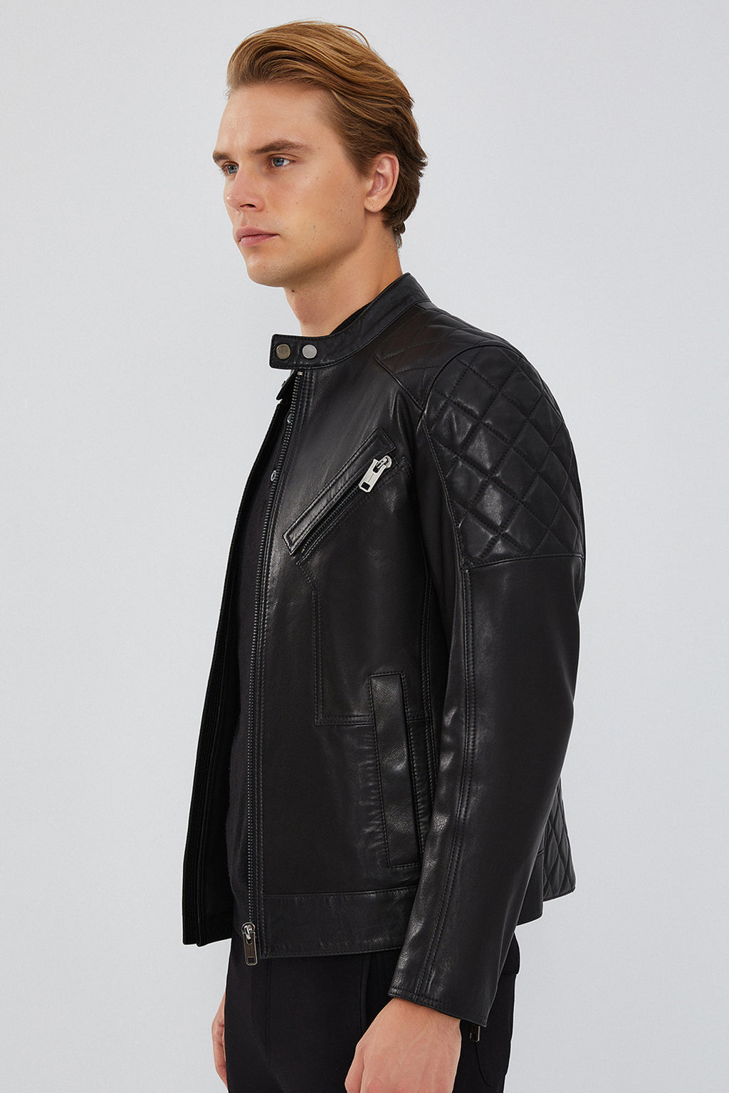 Lilard Erkek Siyah Slim-Fit Spor Deri Mont