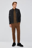 Casemiro Men's Black Leather Jacket | Derimod Casemiro Men's Black Leather Jacket | Derimod