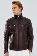 Rodri Men's Claret Red Leather Jacket | Derimod Rodri Men's Claret Red Leather Jacket | Derimod
