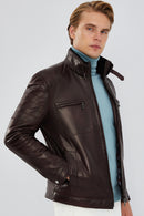 Rodri Men's Claret Red Leather Jacket | Derimod Rodri Men's Claret Red Leather Jacket | Derimod