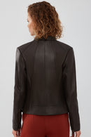 Kim Women's Mink Short Leather Jacket | Derimod Kim Women's Mink Short Leather Jacket | Derimod