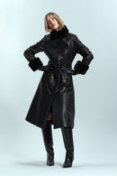 Mirella Women's Black Fur Leather Coat | Derimod Mirella Women's Black Fur Leather Coat | Derimod