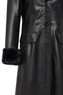 Mirella Women's Black Fur Leather Coat | Derimod Mirella Women's Black Fur Leather Coat | Derimod