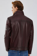 Bruno Men's Claret Red Leather Jacket | Derimod Bruno Men's Claret Red Leather Jacket | Derimod