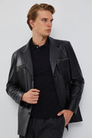 Bernard Men's Leather Jacket | Derimod Bernard Men's Leather Jacket | Derimod