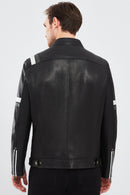 Racer Men's Sports Slim-Fit Leather Jacket | Derimod Racer Men's Sports Slim-Fit Leather Jacket | Derimod