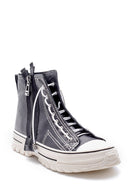 Women's Leather Zipper Detailed Lace Up Boots | Derimod Women's Leather Zipper Detailed Lace Up Boots | Derimod