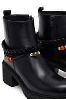 Woman Black Zip Closure Chunky-heeled Leather Boots | Derimod Woman Black Zip Closure Chunky-heeled Leather Boots | Derimod