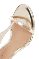 Women's Gold Ankle Buckle High Thin Heel Metallic Sandal | Derimod Women's Gold Ankle Buckle High Thin Heel Metallic Sandal | Derimod