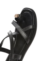 Women's Black Leather Ankle Buckle Sandals | Derimod Women's Black Leather Ankle Buckle Sandals | Derimod