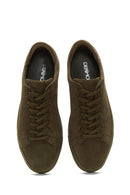 Men's Khaki Leather Suede Sneaker | Derimod Men's Khaki Leather Suede Sneaker | Derimod