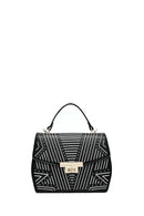 Women's Black Printed Long Shoulder Bag | Derimod Women's Black Printed Long Shoulder Bag | Derimod