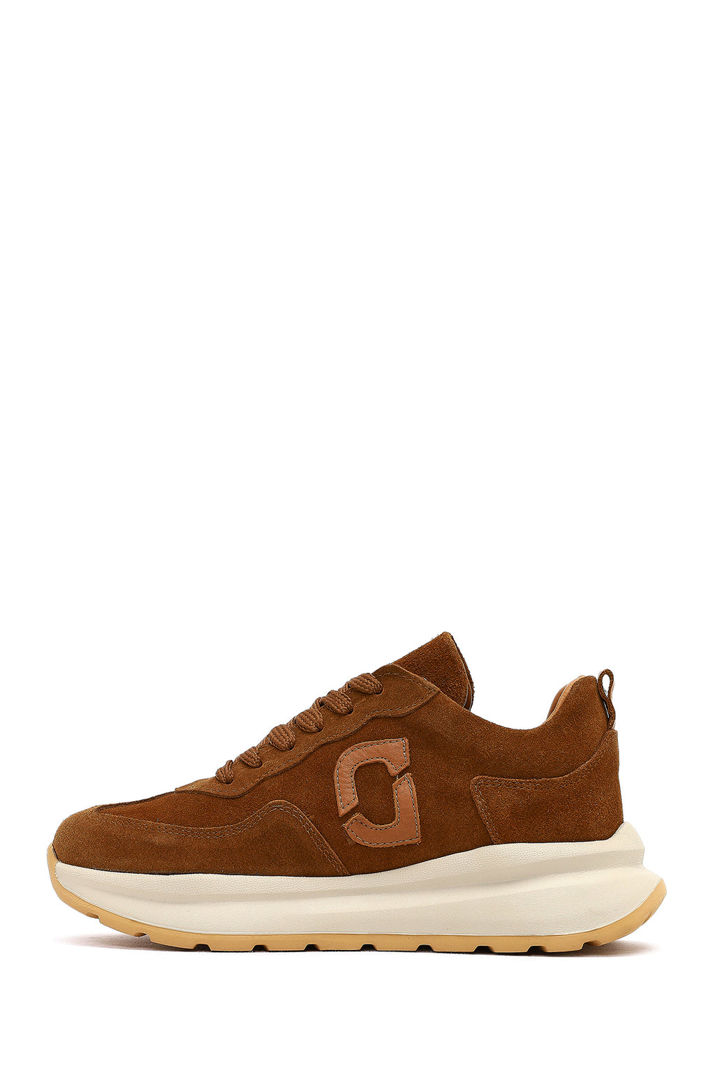 Kadın Taba Bağcıklı Kalın Tabanlı Süet Deri Sneaker