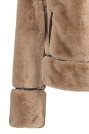 Livigno Woman Beige Short Teddy Coats | Derimod Livigno Woman Beige Short Teddy Coats | Derimod
