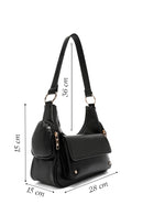 Women's Black Double Small Pocket Casual Shoulder Bag | Derimod Women's Black Double Small Pocket Casual Shoulder Bag | Derimod