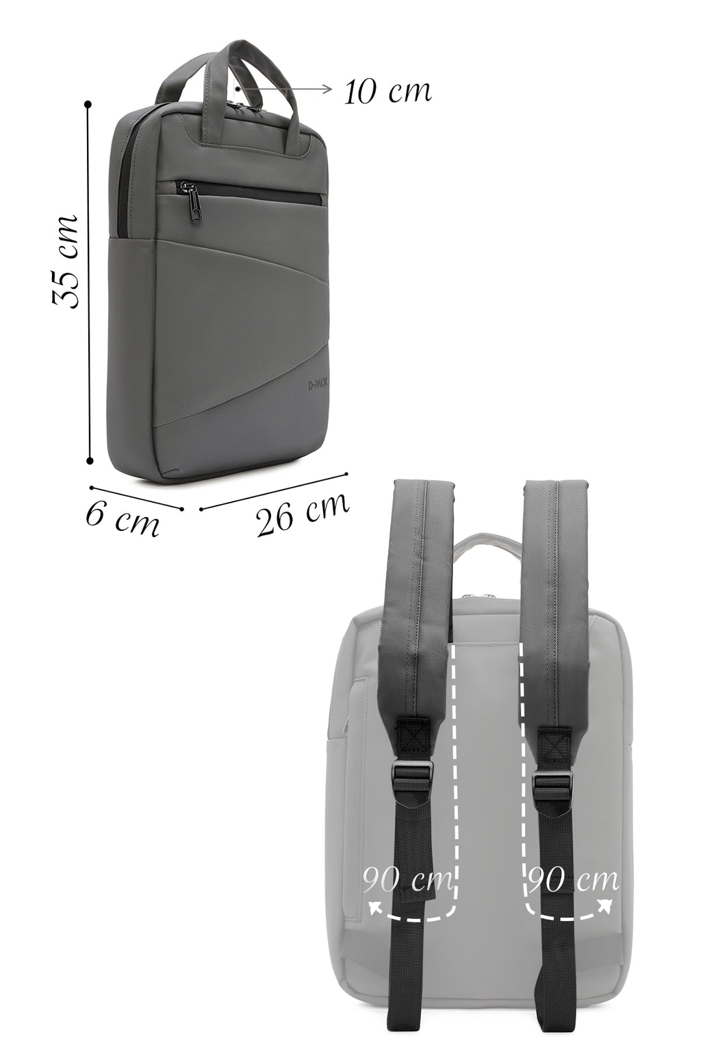 D-Pack Unisex Gri Kumaş Sırt Çantası
