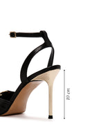 Women's Black Ankle Strap Thin Heeled Leather Sandals | Derimod Women's Black Ankle Strap Thin Heeled Leather Sandals | Derimod