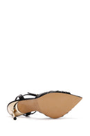 Women's Black Ankle Strap Thin Heeled Leather Sandals | Derimod Women's Black Ankle Strap Thin Heeled Leather Sandals | Derimod