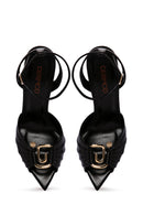 Women's Black Ankle Strap Thin Heeled Leather Sandals | Derimod Women's Black Ankle Strap Thin Heeled Leather Sandals | Derimod