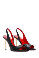 Women's Black High Heel Leather Sandals | Derimod Women's Black High Heel Leather Sandals | Derimod