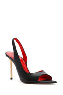 Women's Black High Heel Leather Sandals | Derimod Women's Black High Heel Leather Sandals | Derimod