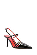 Women's Black Ankle Strap Open Back Heeled Patent Leather Shoes | Derimod Women's Black Ankle Strap Open Back Heeled Patent Leather Shoes | Derimod