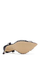 Women's Black Stone Open Back Thin Heeled Shoes | Derimod Women's Black Stone Open Back Thin Heeled Shoes | Derimod