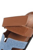 Women's Tan Striped Leather Slippers | Derimod Women's Tan Striped Leather Slippers | Derimod