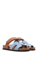 Women's Tan Striped Leather Slippers | Derimod Women's Tan Striped Leather Slippers | Derimod