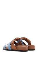 Women's Tan Striped Leather Slippers | Derimod Women's Tan Striped Leather Slippers | Derimod