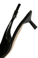 Kadın Siyah Arkası Açık Deri Kısa Topuklu Stiletto | Derimod Kadın Siyah Arkası Açık Deri Kısa Topuklu Stiletto | Derimod