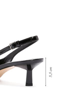 Kadın Siyah Arkası Açık Deri Kısa Topuklu Stiletto | Derimod Kadın Siyah Arkası Açık Deri Kısa Topuklu Stiletto | Derimod