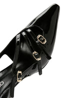 Women's Black Open Back Thin Heeled Patent Leather Stiletto | Derimod Women's Black Open Back Thin Heeled Patent Leather Stiletto | Derimod