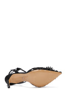 Women's Black Ankle Strap Stone Thin Heeled Leather Stiletto | Derimod Women's Black Ankle Strap Stone Thin Heeled Leather Stiletto | Derimod
