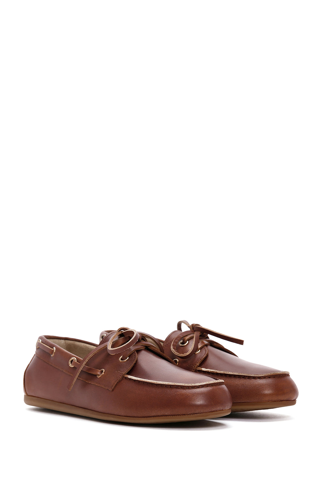 Kadın Taba Deri Maskülen Loafer