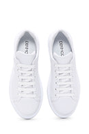 Kadın Beyaz Bağcıklı Kalın Tabanlı Deri Sneaker | Derimod Kadın Beyaz Bağcıklı Kalın Tabanlı Deri Sneaker | Derimod