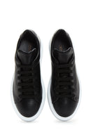 Women's Black Lace-up Thick-Sole Leather Sneaker | Derimod Women's Black Lace-up Thick-Sole Leather Sneaker | Derimod