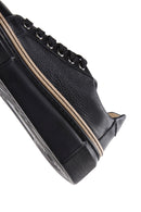 Kadın Siyah Bağcıklı Kalın Tabanlı Deri Sneaker | Derimod Kadın Siyah Bağcıklı Kalın Tabanlı Deri Sneaker | Derimod