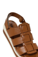 Women's Tan Thick Soled Leather Sandals | Derimod Women's Tan Thick Soled Leather Sandals | Derimod