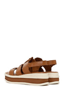Women's Tan Thick Soled Leather Sandals | Derimod Women's Tan Thick Soled Leather Sandals | Derimod