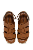 Women's Tan Thick Soled Leather Sandals | Derimod Women's Tan Thick Soled Leather Sandals | Derimod