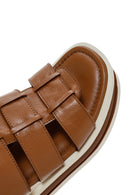 Women's Tan Thick Soled Leather Sandals | Derimod Women's Tan Thick Soled Leather Sandals | Derimod