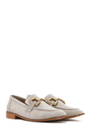 Women's Beige Suede Leather Masculine Loafer | Derimod Women's Beige Suede Leather Masculine Loafer | Derimod