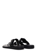 Women's Black Flip Flops Leather Slippers | Derimod Women's Black Flip Flops Leather Slippers | Derimod