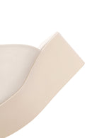 Women's Beige Wedge Heeled Leather Slippers | Derimod Women's Beige Wedge Heeled Leather Slippers | Derimod