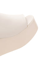 Women's Beige Wedge Heeled Leather Slippers | Derimod Women's Beige Wedge Heeled Leather Slippers | Derimod