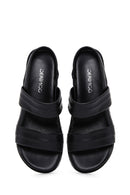 Kadın Siyah Deri Comfort Sandalet | Derimod Kadın Siyah Deri Comfort Sandalet | Derimod