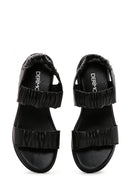 Kadın Siyah Deri Comfort Sandalet | Derimod Kadın Siyah Deri Comfort Sandalet | Derimod